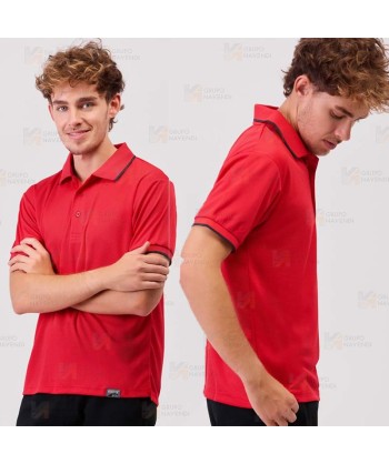 Polo bicolor transpirable de manga corta color rojo