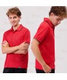 Polo bicolor transpirable de manga corta color rojo