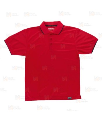 Polo bicolor transpirable de manga corta color rojo