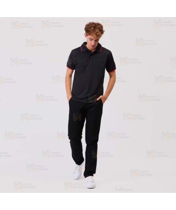 Polo bicolor transpirable de manga corta color negro