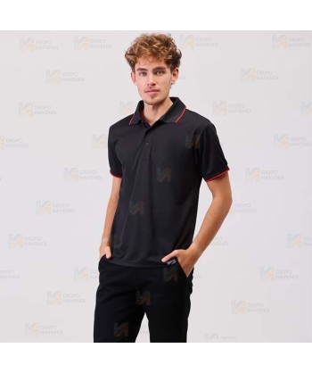 Polo bicolor transpirable de manga corta color negro