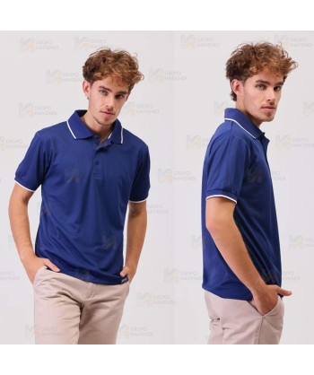 Polo bicolor transpirable de manga corta color azul marino