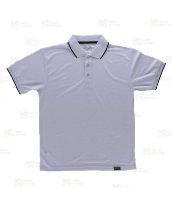 Polo bicolor transpirable de manga corta color blanco