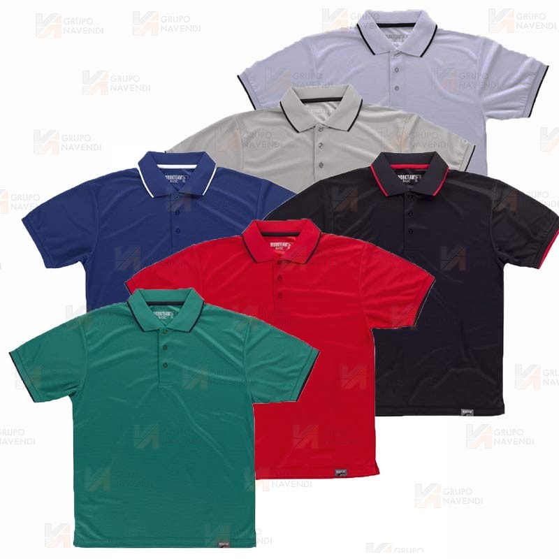 Polo bicolor transpirable de manga corta