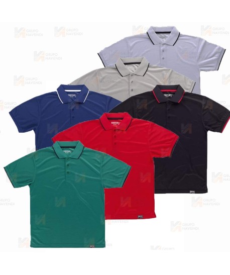 Polo bicolor transpirable de manga corta