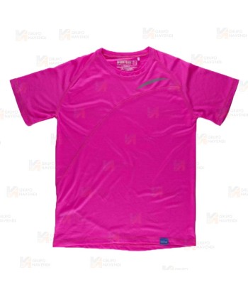 Camiseta deportiva de manga corta en tejido ultra transpirable rosa flúor