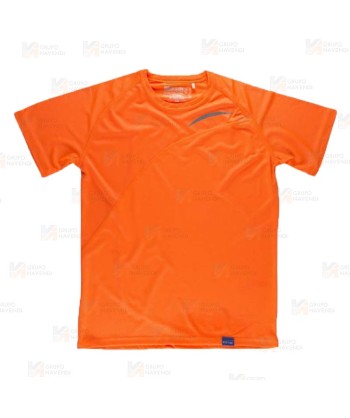 Camiseta deportiva de manga corta en tejido ultra transpirable naranja flúor