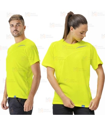 Camiseta deportiva de manga corta en tejido ultra transpirable amarillo flúor