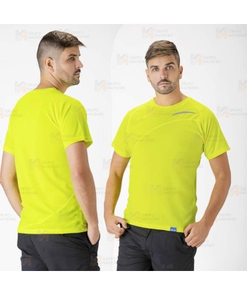 Camiseta deportiva de manga corta en tejido ultra transpirable amarillo flúor