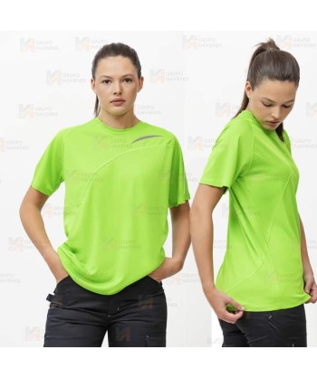 Camiseta deportiva de manga corta en tejido ultra transpirable verde flúor