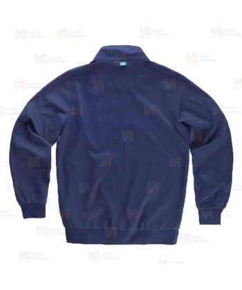 Chaqueta de cuello alto en tejido de microfibra elástico bidireccional color azul marino