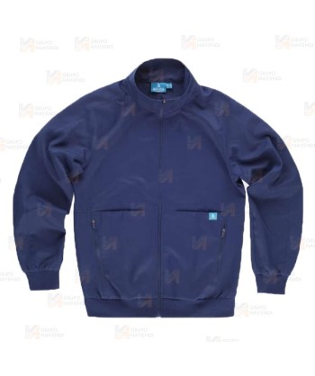 Chaqueta de cuello alto en tejido de microfibra elástico bidireccional color azul marino