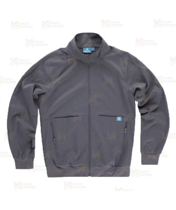 Chaqueta de cuello alto en tejido de microfibra elástico bidireccional color gris