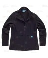 Chaqueta sanitaria de cuello alto en tejido de microfibra elástico para mujer, color negro