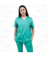 Conjunto sanitario unisex de casaca y pantalón con tejido elástico