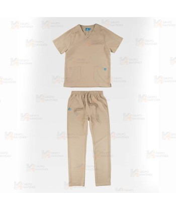 Conjunto sanitario unisex de casaca y pantalón con tejido elástico