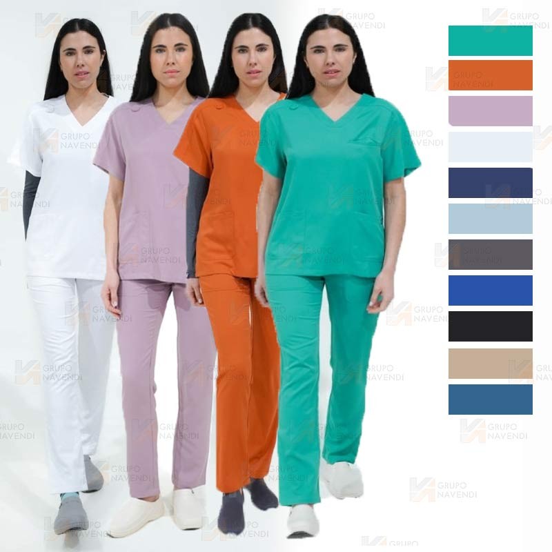Conjunto sanitario unisex de casaca y pantalón con tejido elástico
