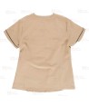 Casaca entallada de mujer cruzada y de manga corta con tejido elástico color beige