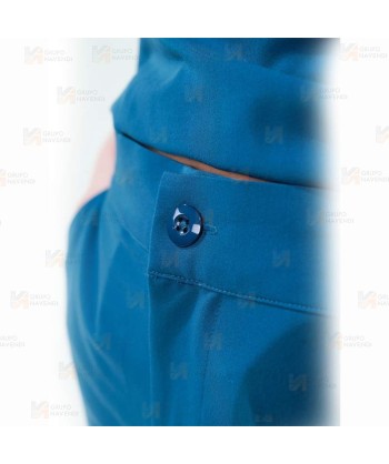 Pantalón sanitario tobillero de mujer con tejido elástico color turquesa oscuro