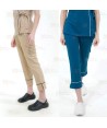 Pantalón sanitario tobillero de mujer con tejido elástico color beige
