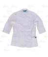 Casaca sanitaria cruzada y manga francesa para mujer color blanco