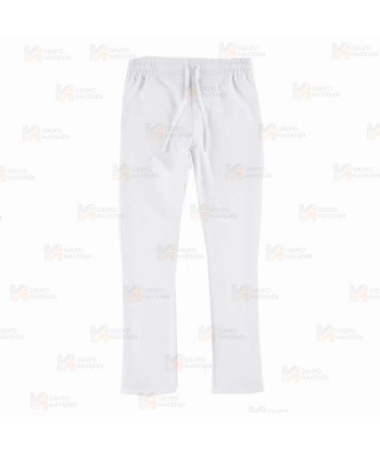 Pantalón sanitario en tejido elástico con cordón para mujer en color blanco y negro