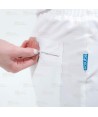 Pantalón sanitario en tejido elástico con cordón para mujer en color blanco y negro