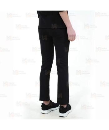 Pantalón sanitario en tejido elástico con cordón para mujer en color blanco y negro