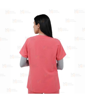 Casaca sanitaria cruzada y manga corta para mujer