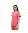 Casaca sanitaria cruzada y manga corta para mujer