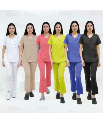 Pantalón sanitario de mujer, de campana con tejido elástico