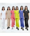 Pantalón sanitario de mujer, de campana con tejido elástico