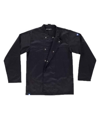 Chaqueta económica de cocina de manga larga con corchetes de color negro