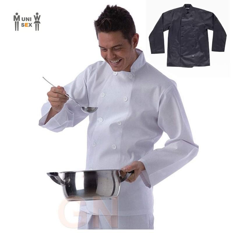 Chaqueta de cocina de manga larga con botones