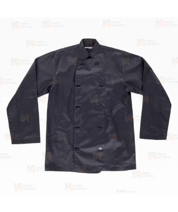 Chaqueta de cocina unisex de manga larga color negro