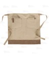 Delantal con peto en tejido canvas combinado con piel vegana color verde beige/marrón