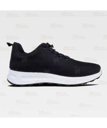 Zapatilla sanitaria de punto con cordones color negro
