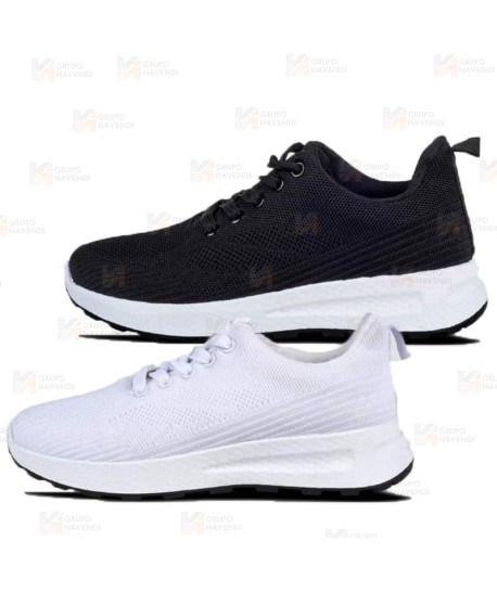 Zapatilla sanitaria de punto con cordones color blanco